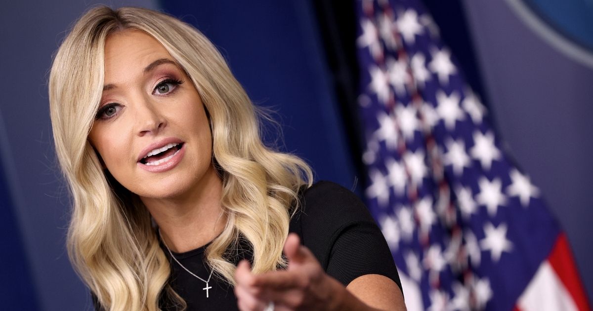 WASHINGTON, DC - MAY 26: White House press secretary Kayleigh McEnany answers questions during the daily briefing at the White House on May 26, 2020 in Washington, DC. McEnany answered a range of questions related primarily to the COVID-19 pandemic.