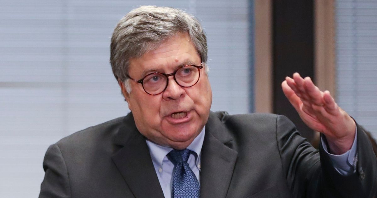 U.S. Attorney General William Barr speaks during a news conference in Chicago on Sept. 9, 2020.
