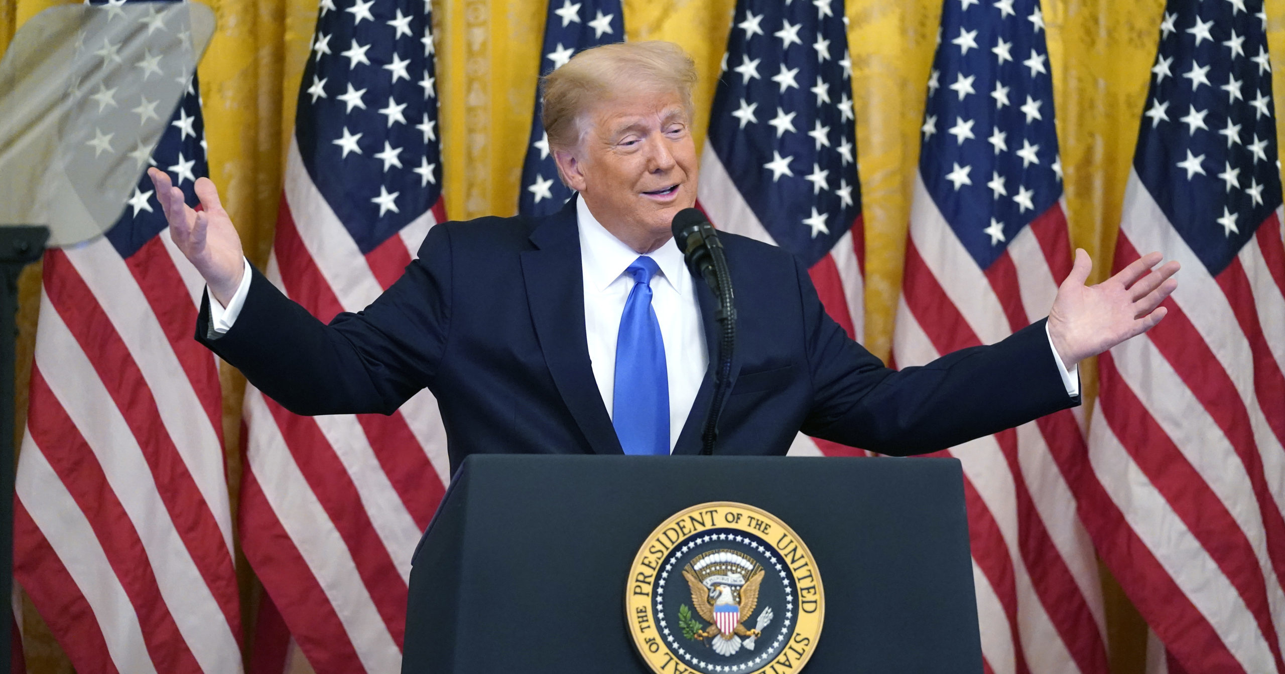 President Donald Trump speaks during an event to honor Bay of Pigs veterans in the East Room of the White House on Sept. 23, 2020, in Washington, D.C.