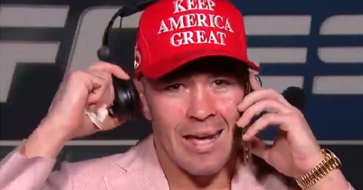 Ulptimate Fighting Championship fighter Colby Covington talks on the phone with President Donald Trump on Saturday.
