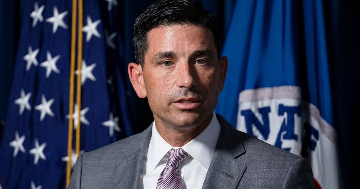 Secretary of Homeland Security Chad Wolf speaks during a news conference at the Customs and Border Patrol headquarters on July 21, 2020, in Washington, D.C.