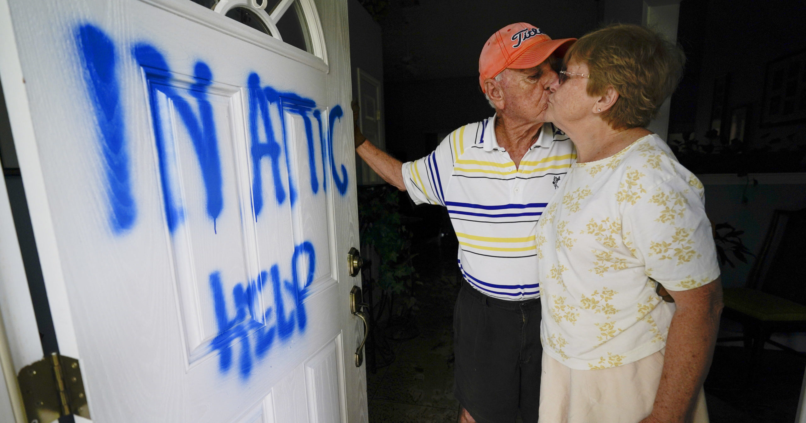 Jack and Elaine Hulgan were rescued after being trapped in their Pensacola, Florida, home by flooding during Hurricane Sally on Sept. 16, 2020.