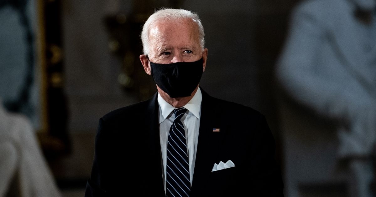 Democratic presidential nominee Joe Biden attends a memorial service in honor of the late Justice Ruth Bader Ginsburg in the Statuary Hall of the US Capitol on Sept. 25, 2020, in Washington, D.C.