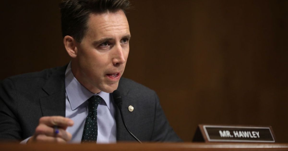 Sen. Josh Hawley questions witnesses during a hearing on anti-competitive practices in Google’s online advertising on Capitol Hill on Sept. 15, 2020, in Washington, D.C.