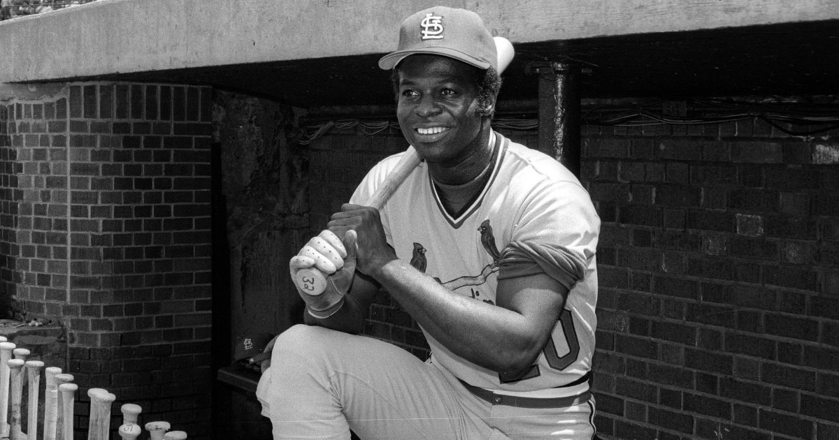 Lou Brock of the St. Louis Cardinals poses before a MLB game at Wrigley Field in Chicago, Illinois, in 1978.