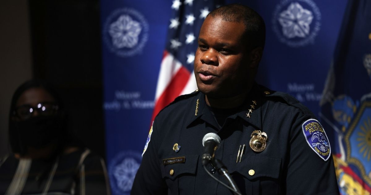 Police Chief La'Ron Singletary addresses members of the media during a press conference related to the ongoing protests in the city on Sep. 6, 2020, in Rochester, New York.