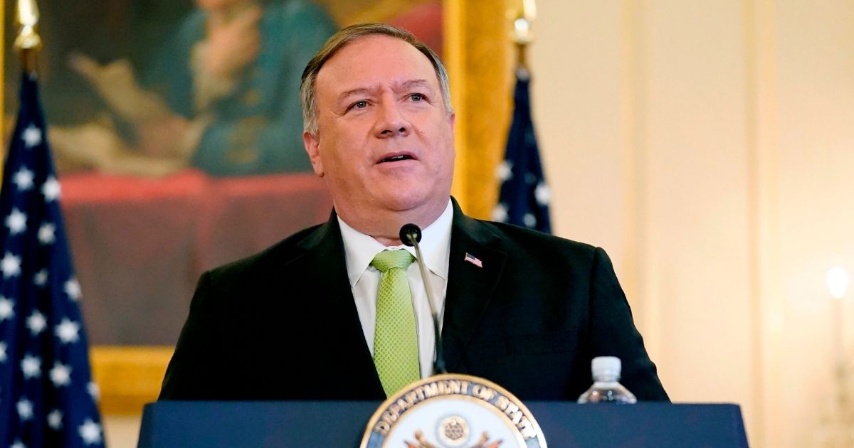 Secretary of State Mike Pompeo speaks during a news conference to announce the Trump administration's restoration of sanctions on Iran on Sept. 21, 2020, at the State Department in Washington, D.C.