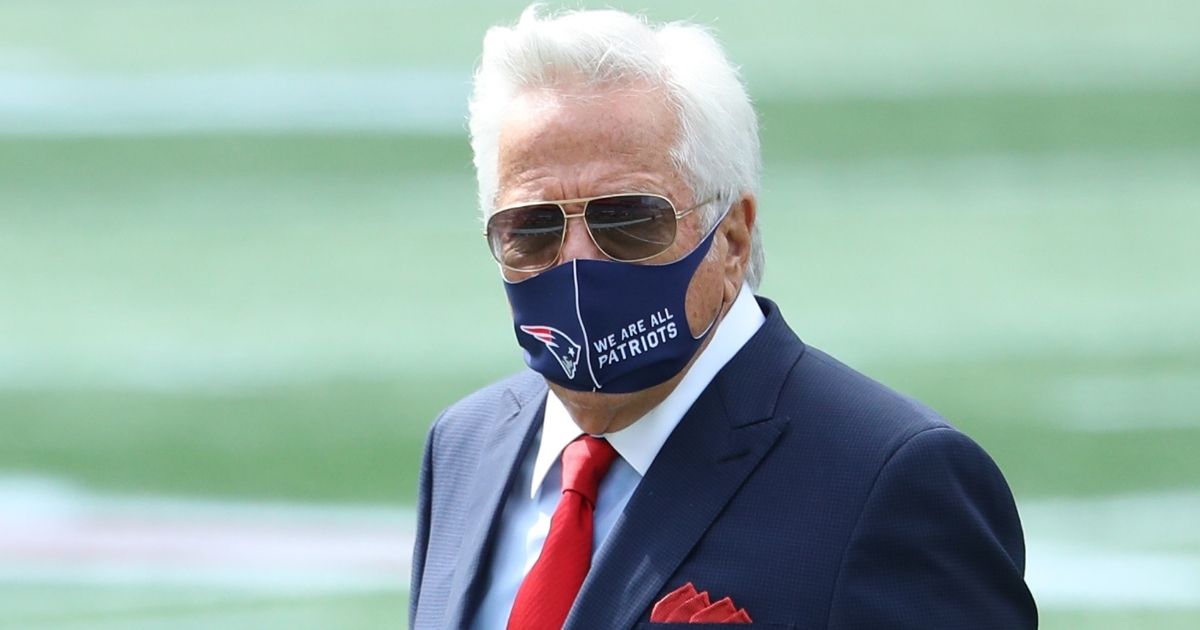 Robert Kraft, Chairman and CEO of the New England Patriots, looks on before a game against the Miami Dolphins at Gillette Stadium on Sept. 13, 2020, in Foxborough, Massachusetts.
