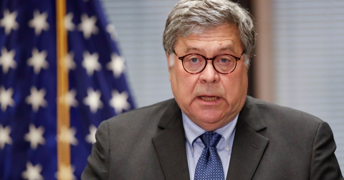 Attorney General William Barr speaks during a news conference in Chicago on Sept. 9, 2020.