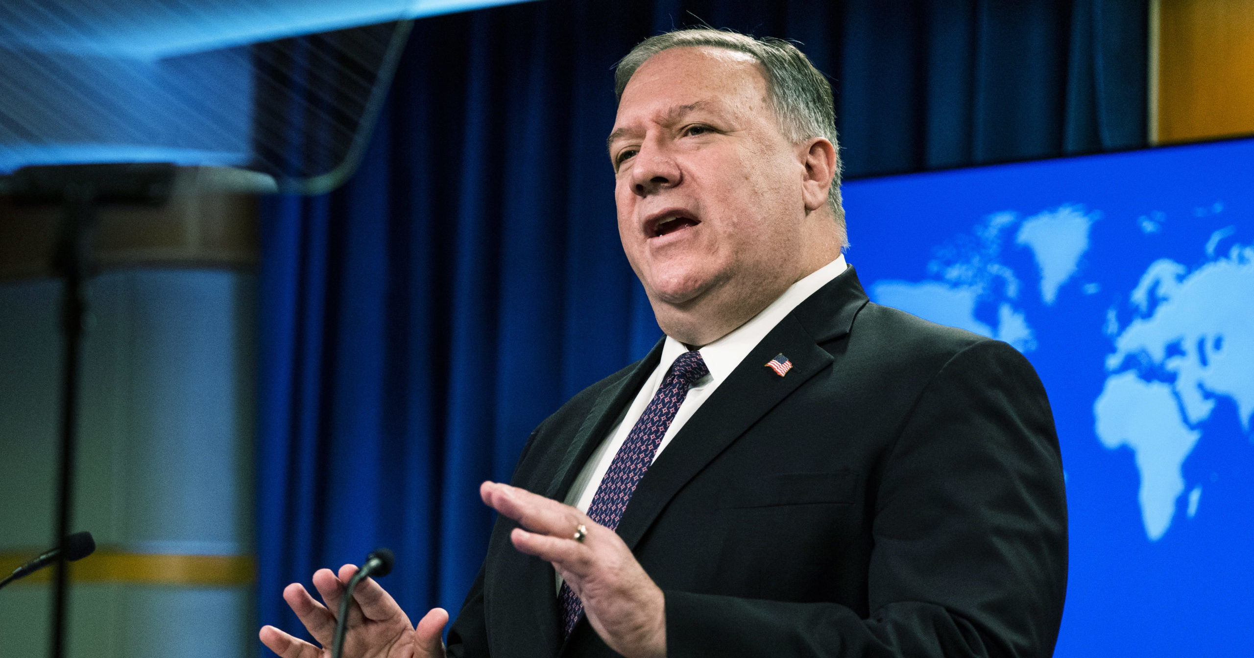 Secretary of State Mike Pompeo speaks during a news conference at the State Department on Oct. 14, 2020, in Washington, D.C.