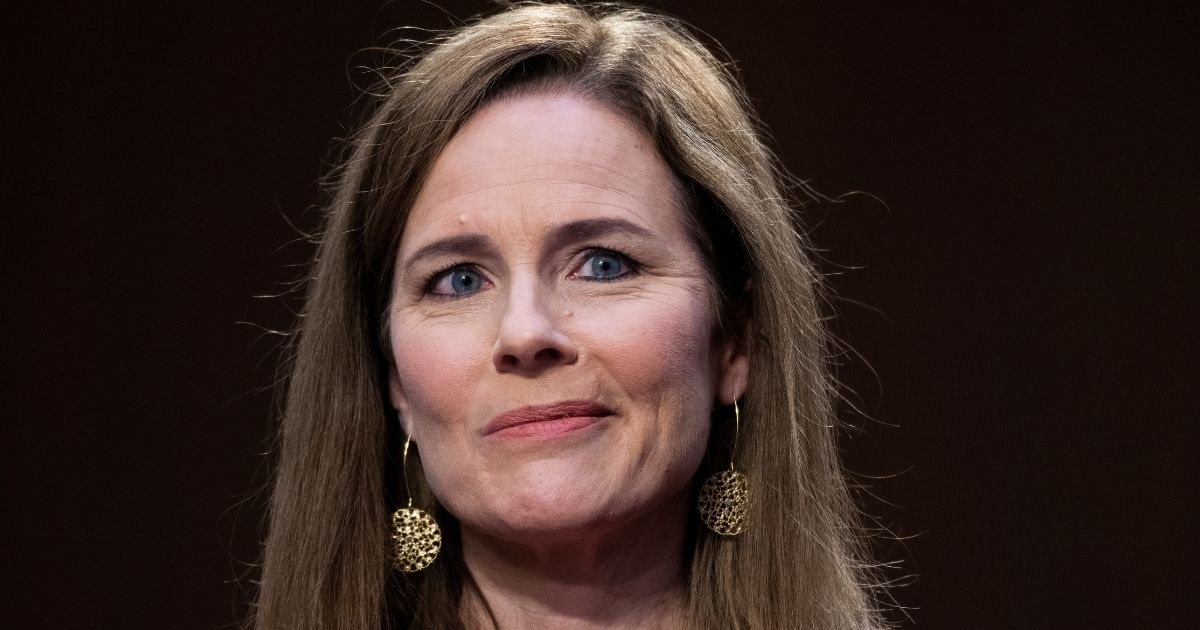 Supreme Court nominee Amy Coney Barrett appears before the Senate Judiciary Committee on the third day of her Supreme Court confirmation hearings on Capitol Hill on Wednesday in Washington, D.C.