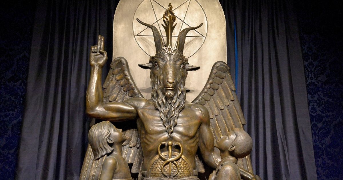 A Baphomet statue is seen in the conversion room at the Satanic Temple in Salem, Massachusetts, on Oct. 8, 2019.