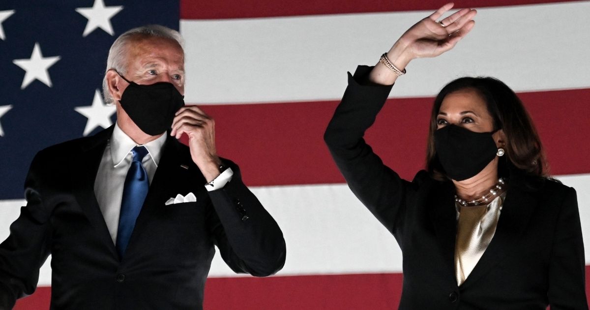 Democratic presidential nominee Joe Biden and his running mate, Sen. Kamala Harris of California, appear together in Wilmington, Delaware, on Aug. 20, 2020.