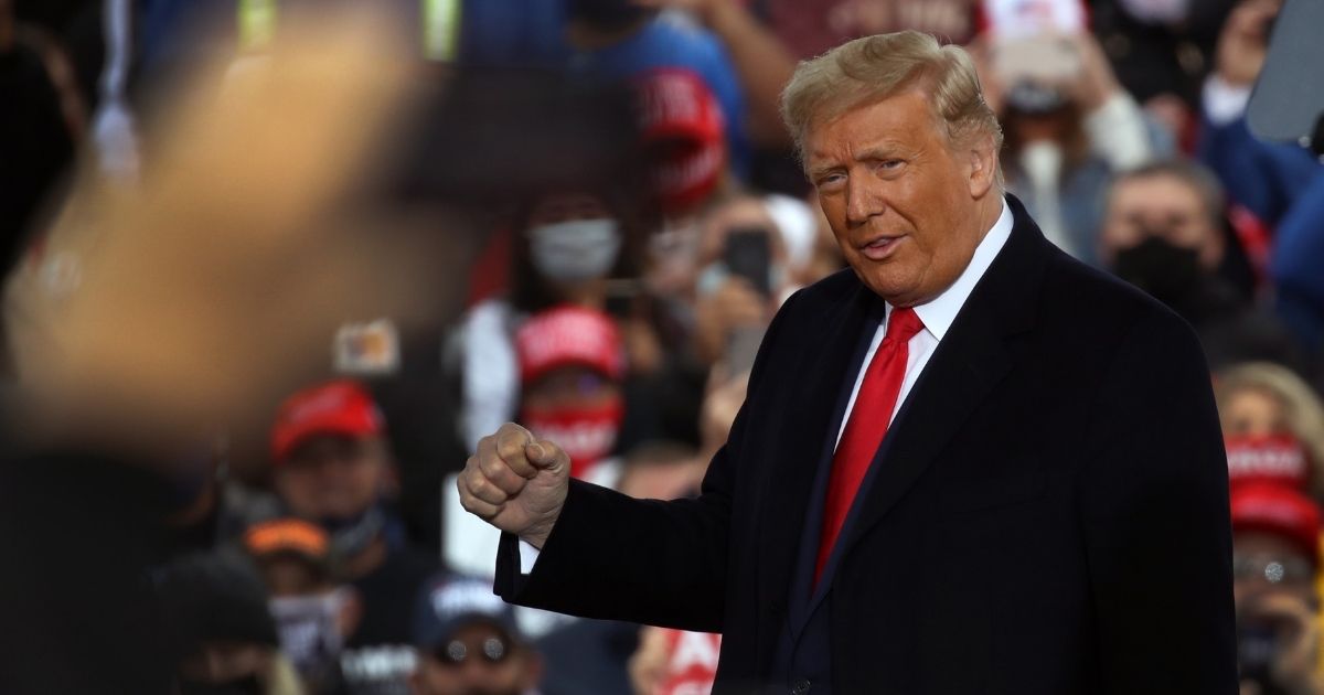 President Donald Trump delivers remarks at a rally during the last full week of campaigning before the presidential election in Allentown, Pennsylvania, on Monday.