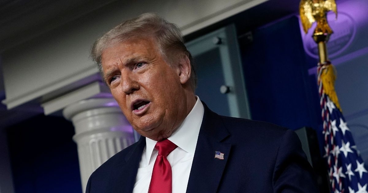 President Donald Trump speaks during a news conference in the James Brady Press Briefing Room of the White House on Aug. 3, 2020, in Washington, D.C.