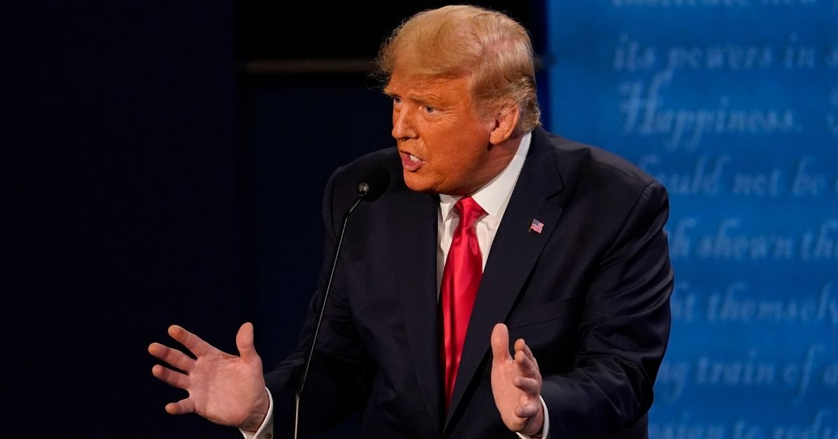 President Donald Trump answers a question during the second and final presidential debate at Belmont University on Thursday in Nashville, Tennessee.