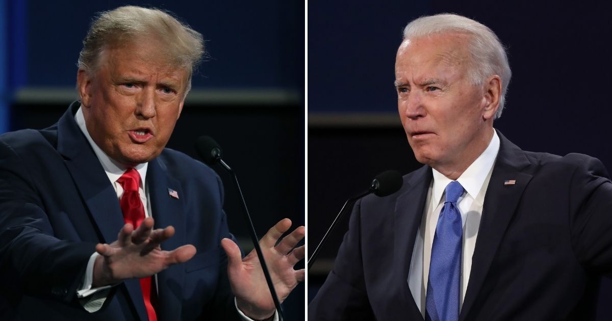 President Donald Trump, left, and Democratic presidential nominee Joe Biden debate at Belmont University in Nashville, Tennessee, on Thursday.
