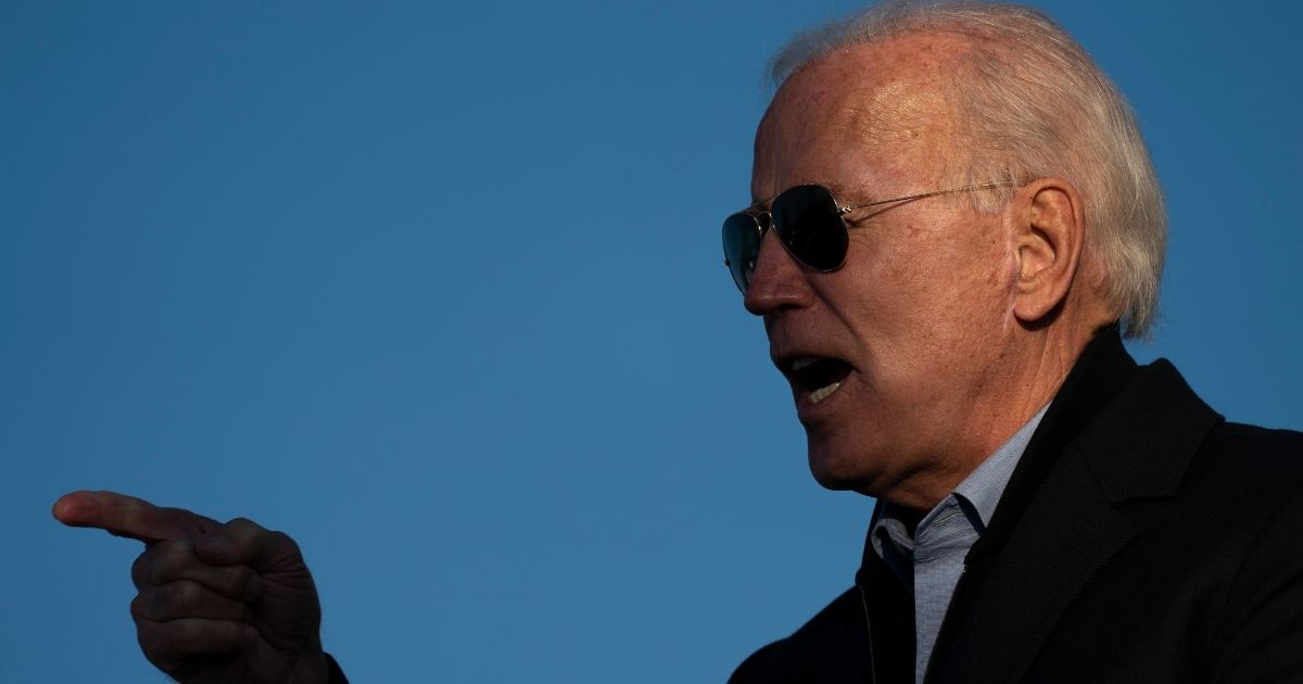 Democratic presidential nominee Joe Biden speaks during a drive-in campaign rally at the Minnesota State Fairgrounds on Friday in St. Paul, Minnesota.