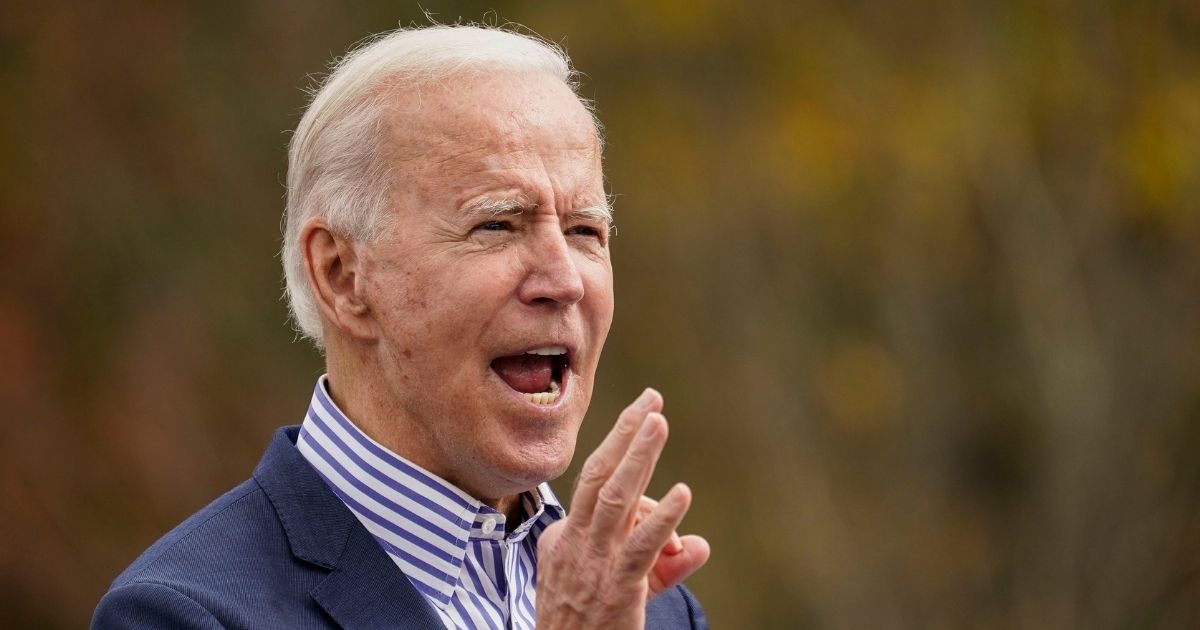 Democratic presidential nominee Joe Biden speaks during a drive-in campaign rally at Bucks County Community College on in Bristol, Pennsylvania, on Saturday.