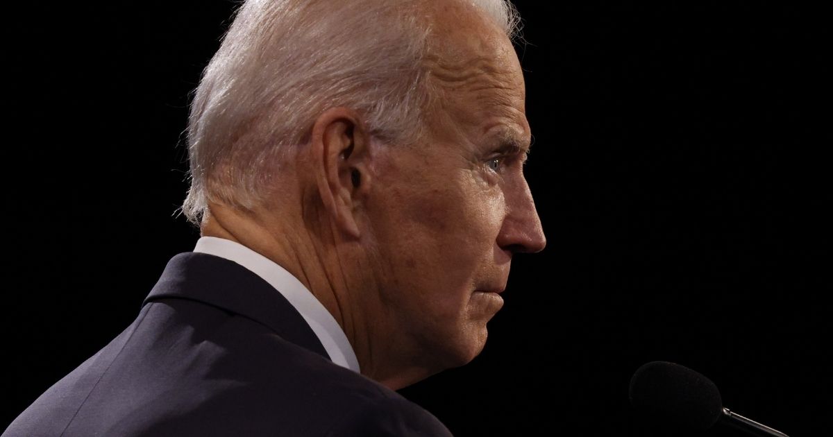 Democratic presidential nominee Joe Biden glares during his debate with President Donald Trump at Belmont University in Nashville, Tennessee, on Oct. 22.