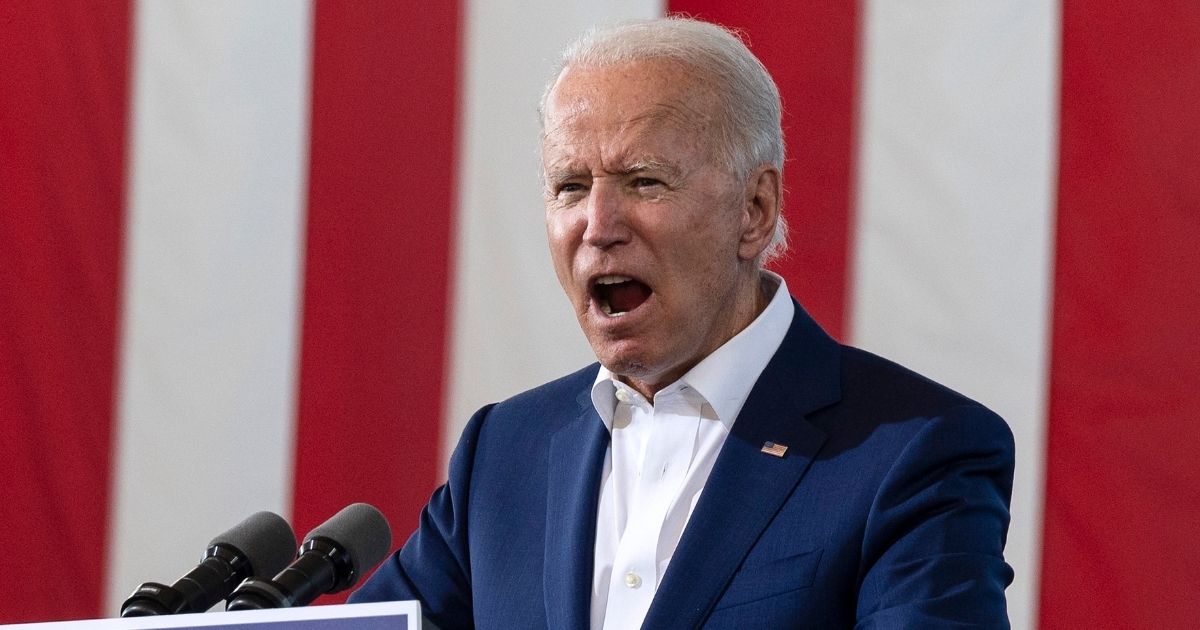 Democratic presidential nominee Joe Biden speaks during a drive-in rally Tuesday in Miramar, Florida.