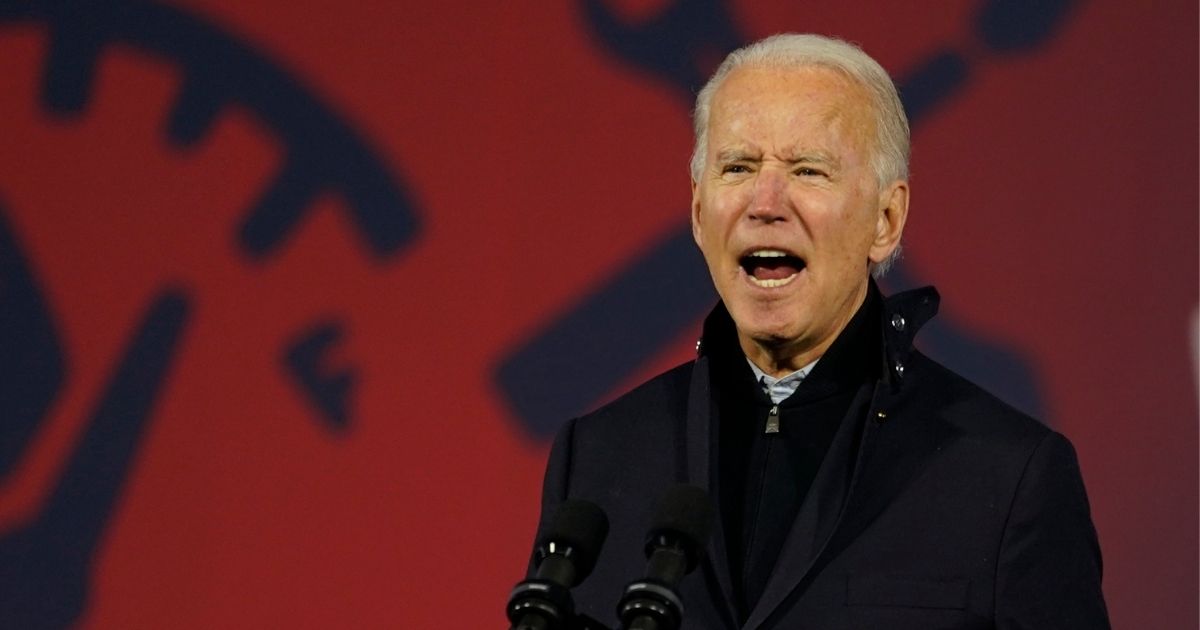 Democratic presidential nominee former Vice President Joe Biden speaks Friday at Michigan State Fairgrounds in Novi, Michigan.