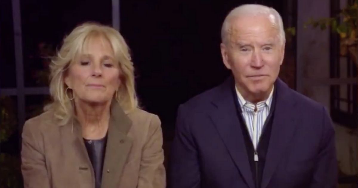 Democratic presidential nominee Joe Biden speaks alongside his wife, Jill Biden, during a livestreamed campaign event Sunday.