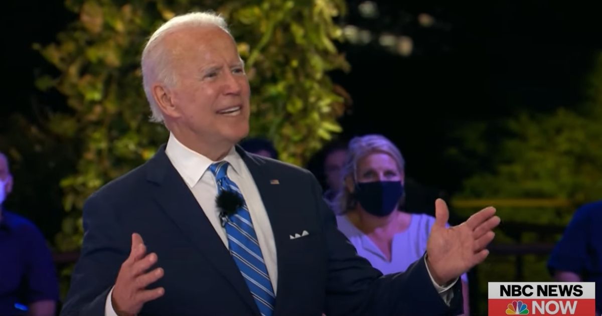 Democratic presidential candidate Joe Biden answers a question during an NBC News town hall.