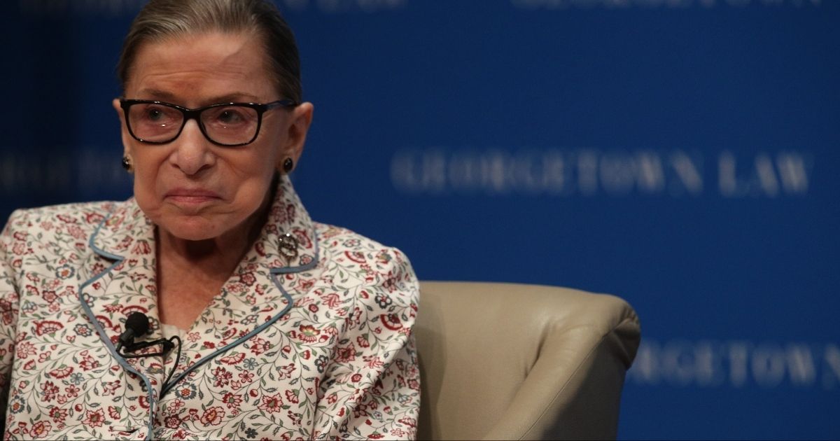 Supreme Court Justice Ruth Bader Ginsburg participates in a discussion at Georgetown University Law Center July 2, 2019, in Washington, D.C.