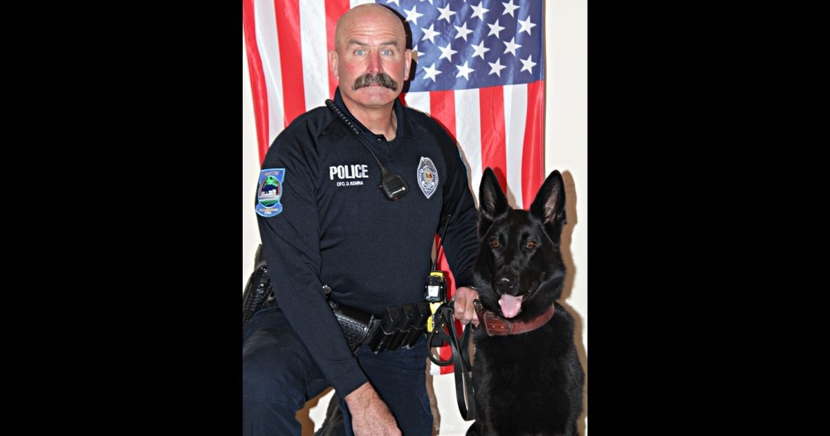Officer Kemna and K-9 Kilo, who found the missing 2-year-old and his dog in Mason City, Iowa