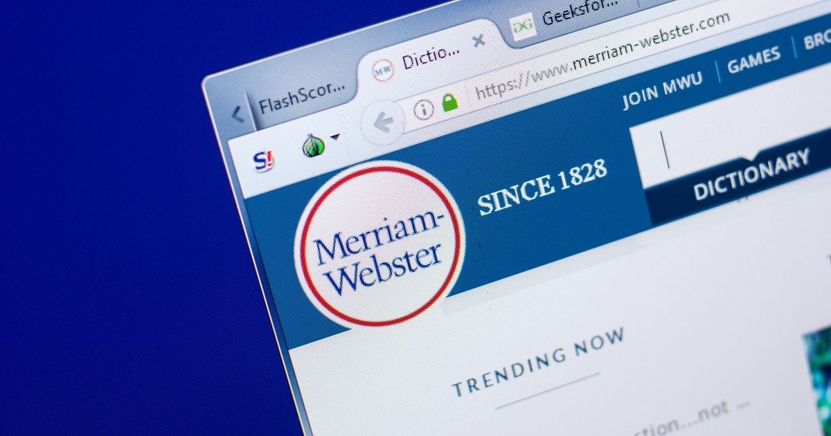 A Merriam-Webster web page is seen in the stock image above.