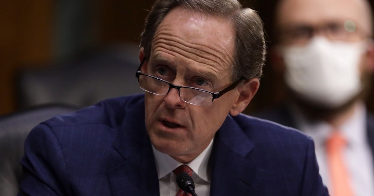 Republican Sen. Pat Toomey of Pennsylvania speaks during a hearing of the Senate Committee on Banking, Housing, and Urban Affairs at the Capitol in Washington on May 5, 2020.