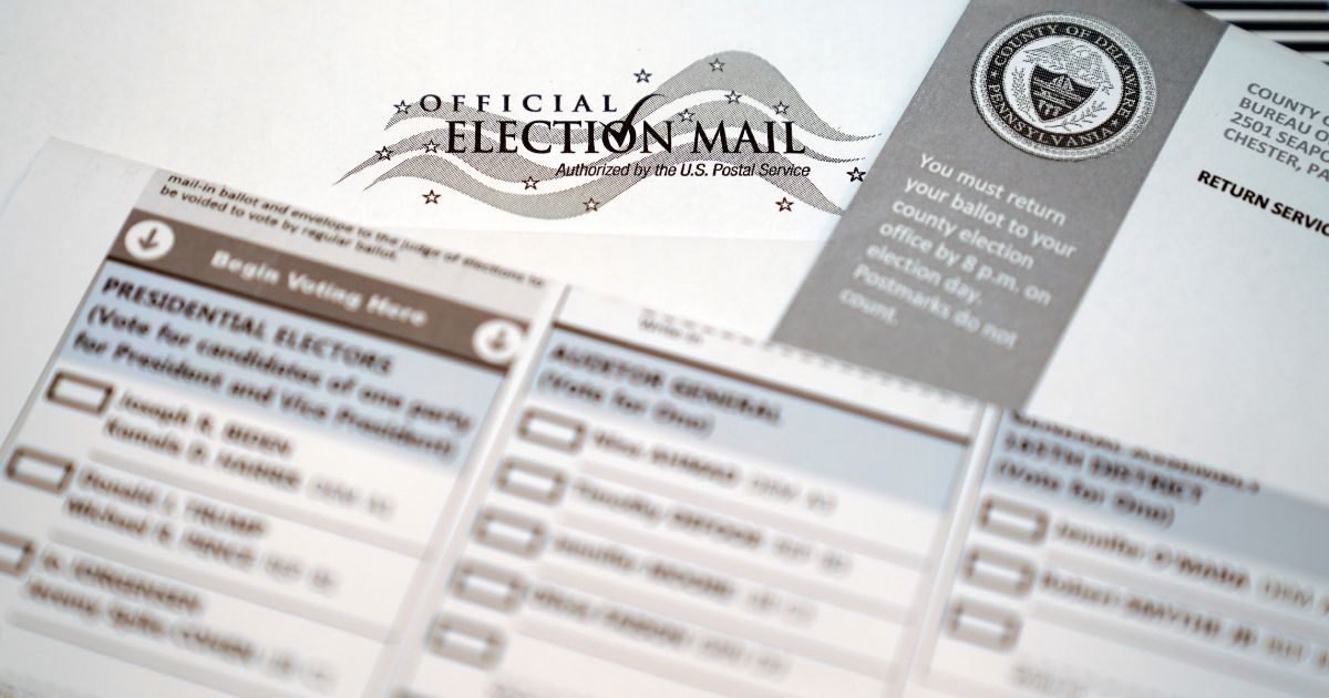 An official mail-in ballot for the 2020 general election in the United States is shown, Tuesday in Marple Township, Pennsylvania.