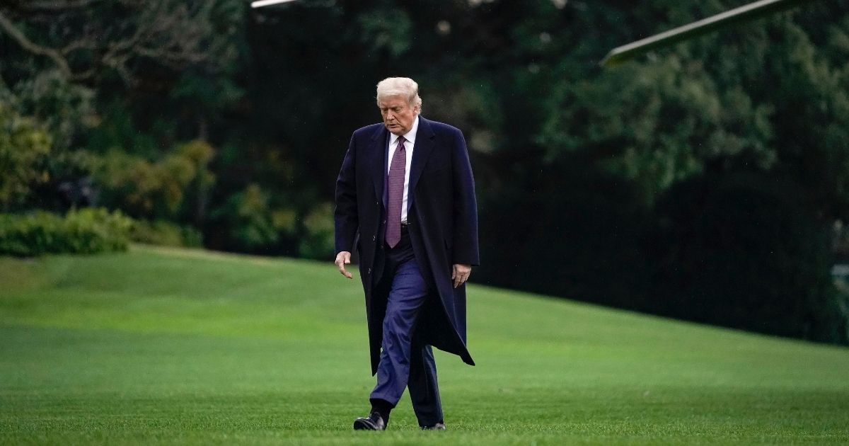 President Donald Trump exits Marine One on the South Lawn of the White House on Thursday in Washington, D.C.