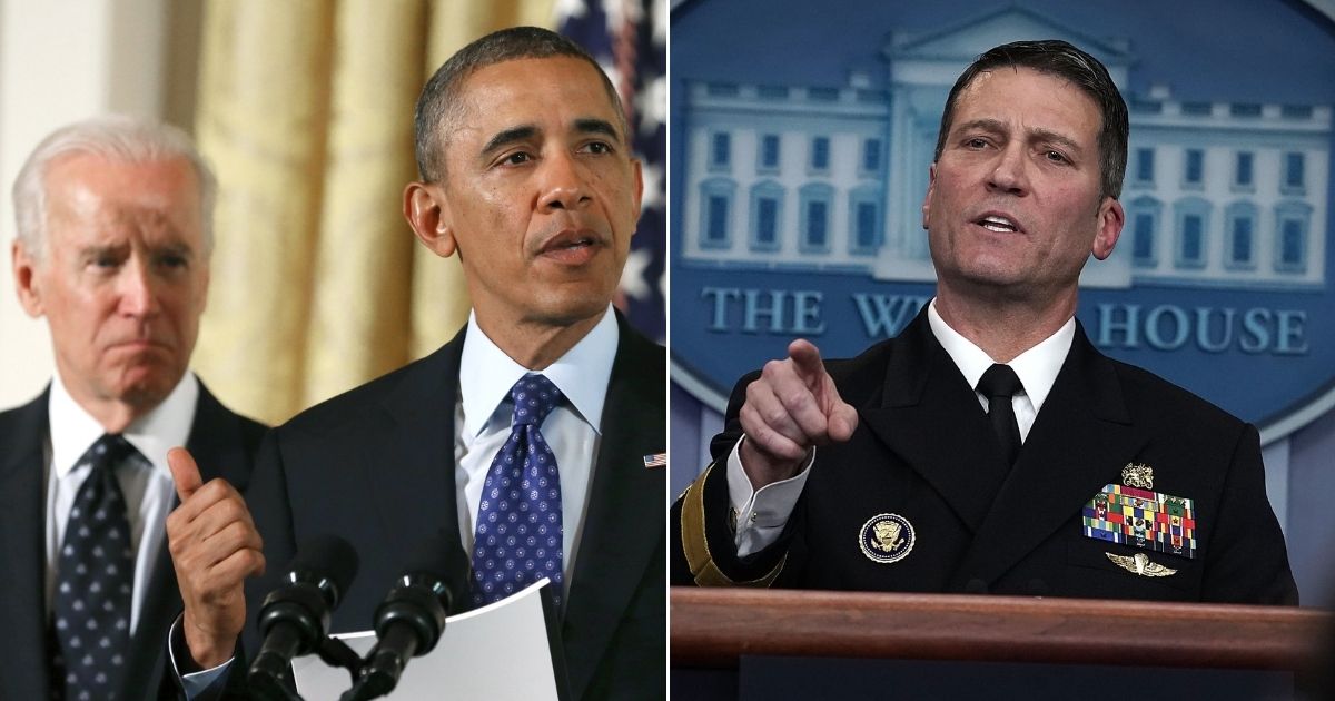 Former White House physician Ronny Jackson, right, has said that former Vice President Joe Biden lacks the "mental capacity" required to be commander in chief.