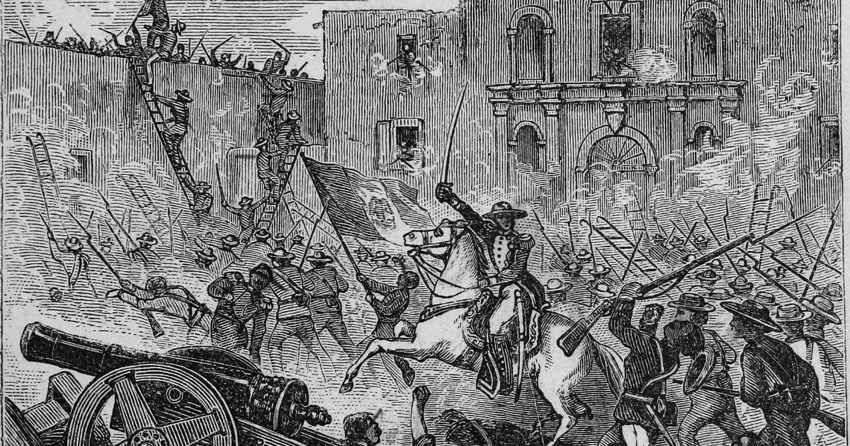 Engraving of the siege of the Alamo