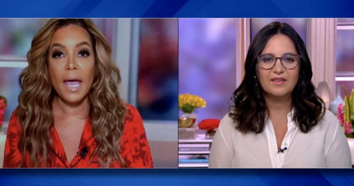 “The View” co-host Sunny Hostin, left, gets fact-checked by former New York Times editor Bari Weiss on Tuesday’s episode of the show.
