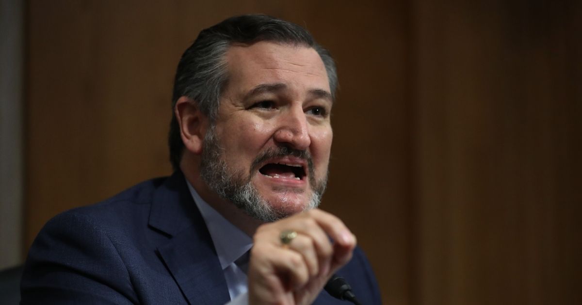 Republican Sen. Ted Cruz of Texas questions witnesses during a hearing about "anarchist violence" in the Dirksen Senate Office Building on Capitol Hill on Aug. 4, 2020, in Washington, D.C.