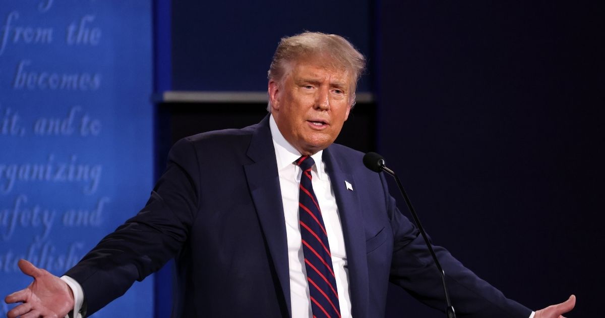 President Donald Trump speaks during the first presidential debate