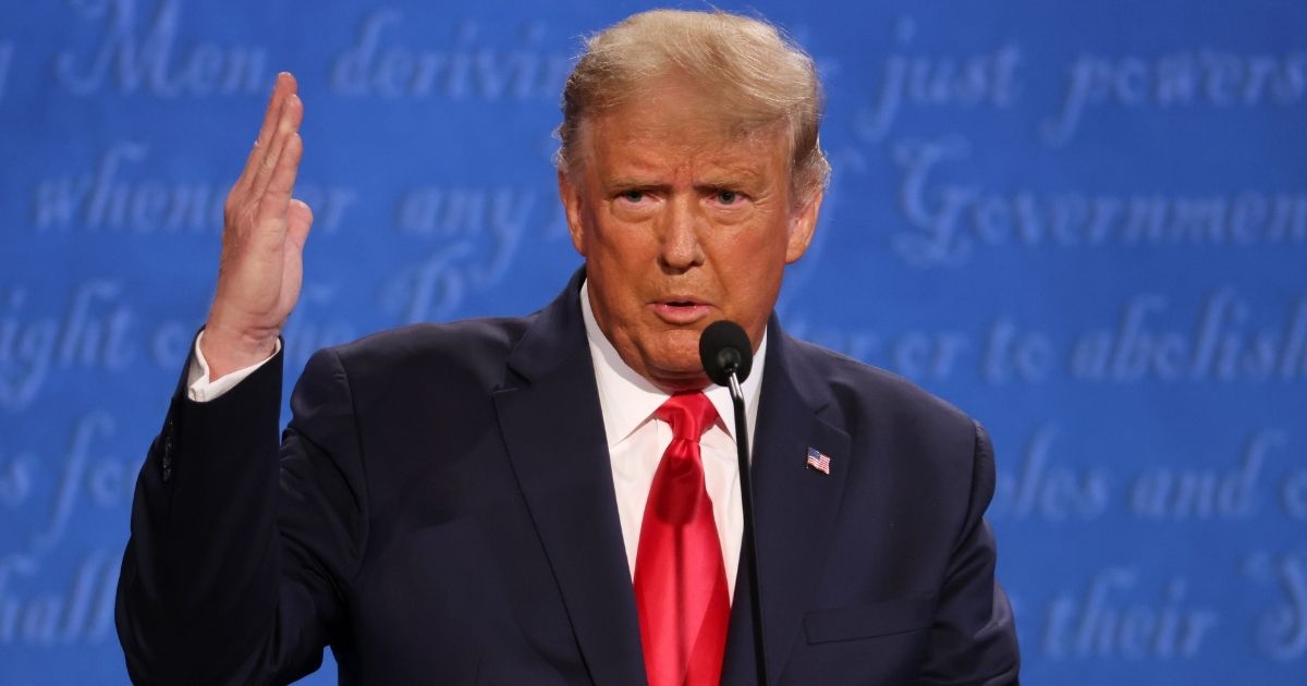 President Donald Trump makes a point during his final debate against Democratic presidential nominee Joe Biden at Belmont University in Nashville, Tennessee, on Thursday.