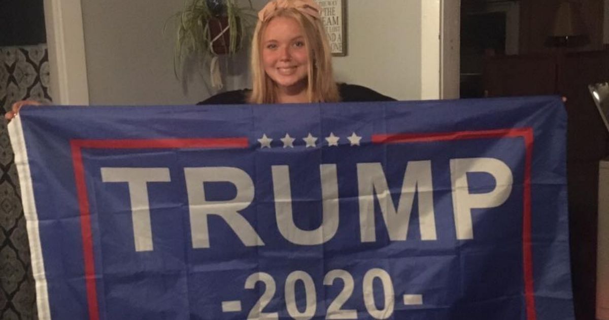 High school student Mollie Woodbury was kicked out of a virtual class after refusing to take down her "Trump 2020" flag.