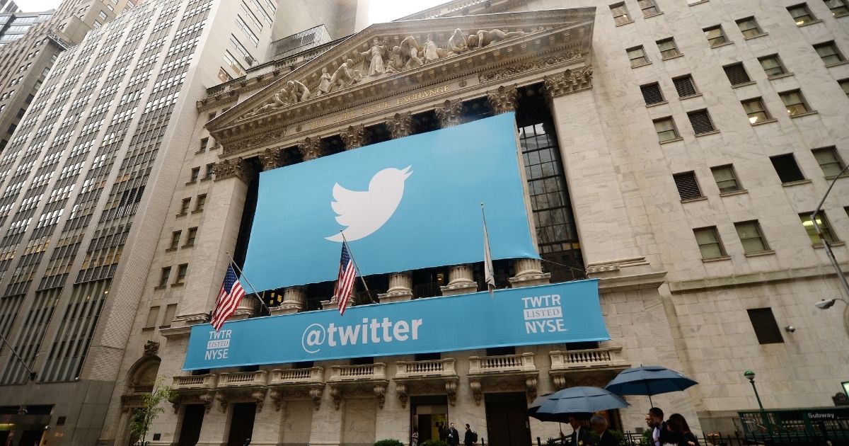 A banner with the logo of Twitter is set on the front of the New York Stock Exchange on Nov. 7, 2013, in New York.
