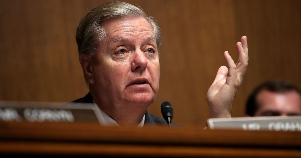 WASHINGTON, DC - JUNE 19: Sen. Lindsey Graham (R-SC) questions U.S. Citizenship and Immigration Services Director L. Francis Cissna during a Senate Judiciary Committee hearing June 19, 2018 in Washington, DC. The committee heard testimony on recent immigration issues relating to border security and the EB-5 Investor Visa Program.
