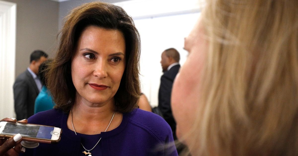 DETROIT, MI - AUGUST 8: Gretchen Whitmer, Michigan Democratic gubernatorial nominee, speaks with reporters after a Democrat Unity Rally at the Westin Book Cadillac Hotel August 8, 2018 in Detroit, Michigan. Whitmer will face off against Republican gubernatorial nominee Bill Schuette in November.