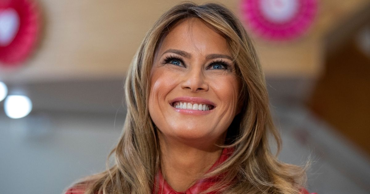 BETHESDA, MARYLAND - FEBRUARY 14: First Lady Melania Trump visits the Children’s Inn at National Institutes of Health on Valentine’s Day on on February 14, 2020 in Bethesda, Maryland.