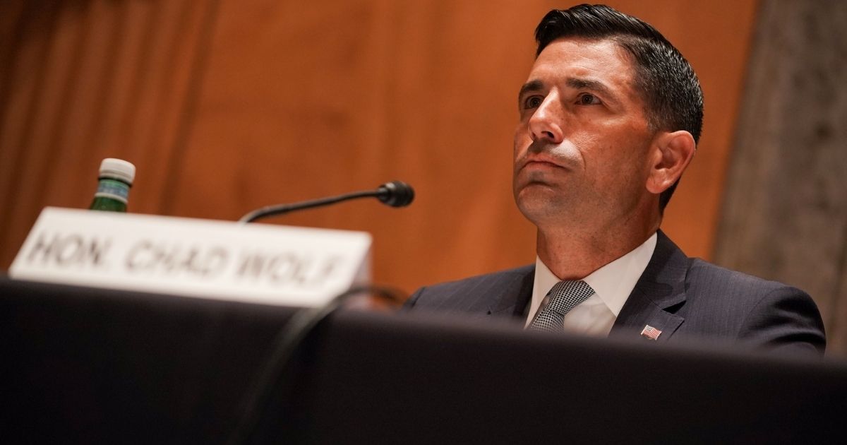 Acting Secretary of Homeland Security Chad Wolf testifies at his Senate Homeland Security and Governmental Affairs Committee confirmation hearing on September 23, 2020 in Washington, DC.