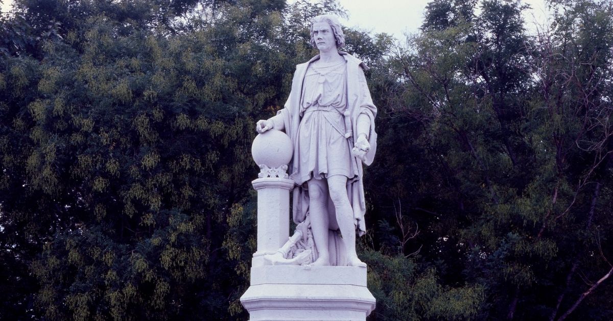 The statue of Christopher Columbus in Philadelphia's Marconi Plaza.