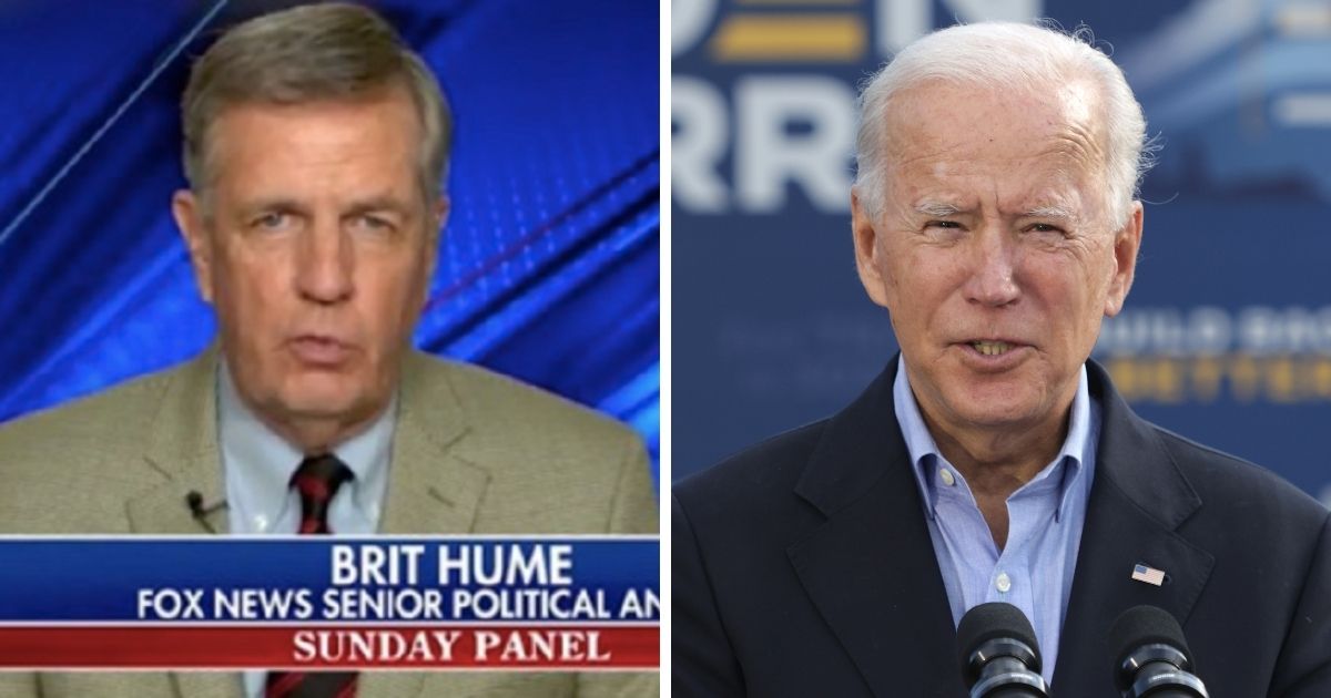 Fox News senior analyst Brit Hume, left; and Democratic presidential nominee Joe Biden, right.