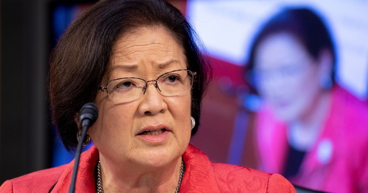 Sen. Mazie Hirono, a Hawaii Democrat, questions Judge Amy Coney Barrett Wednesday during Barrett's testimony before the Senate Judiciary Committee.