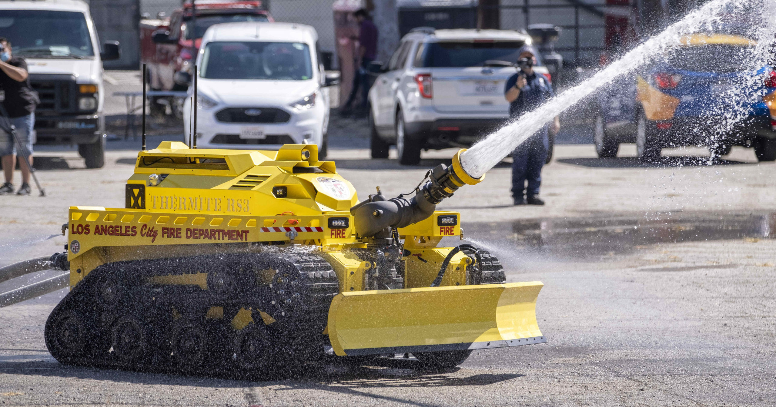 The Los Angeles Fire Department introduced a firefighting robot called RS3 on Oct. 13, 2020.